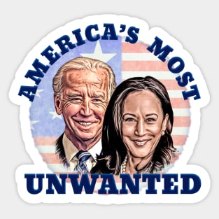 AMERICA'S MOST UNWANTED Anti Biden Harris Design Sticker